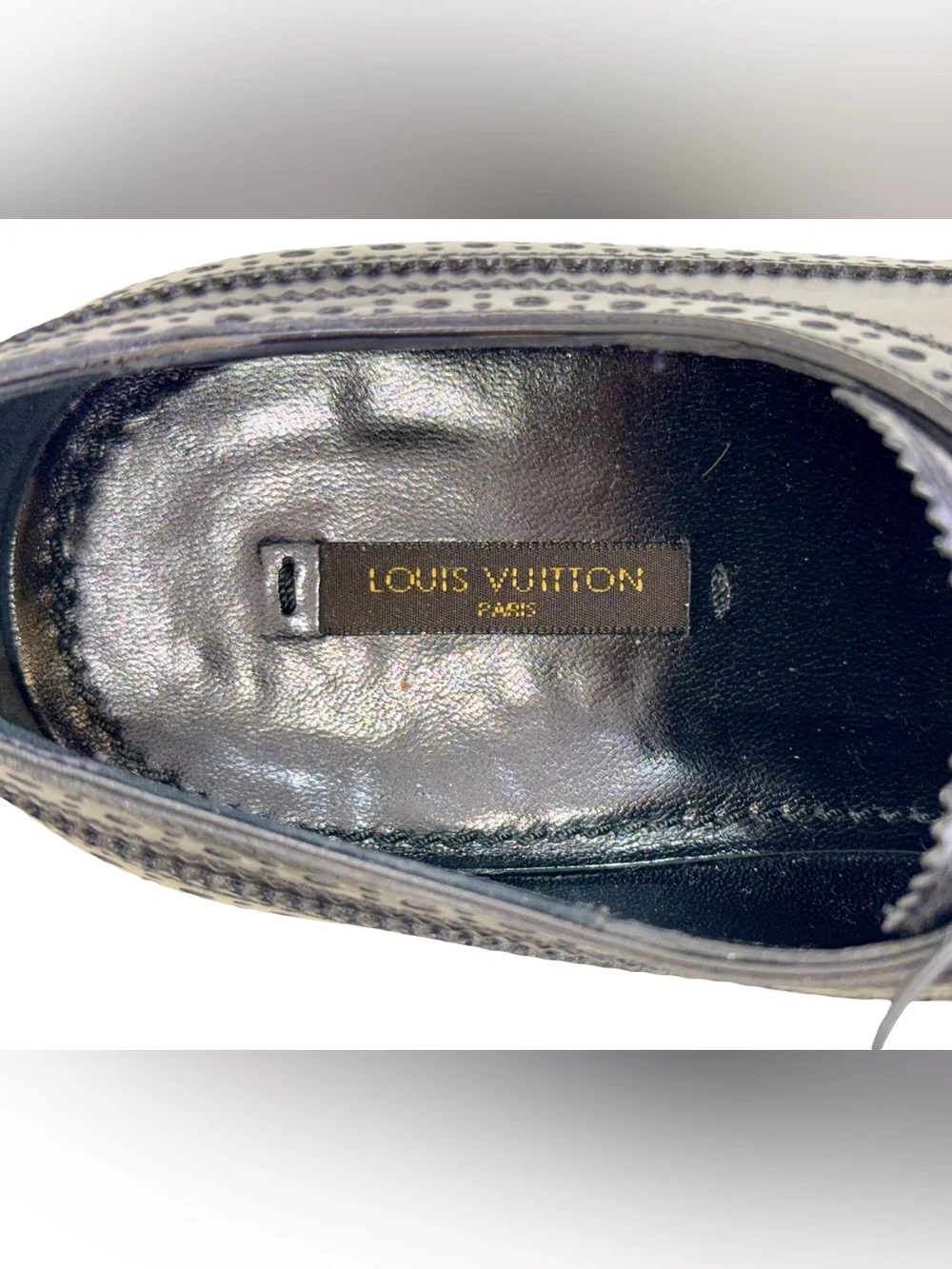 LOUIS VUITTON BLACK LEATHER BROGUES DERBY SHOES
